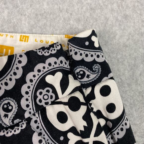 Loudmouth Golf Skort Womens 10 Black White Paisley Skull All Over Print Pockets - Picture 6 of 10